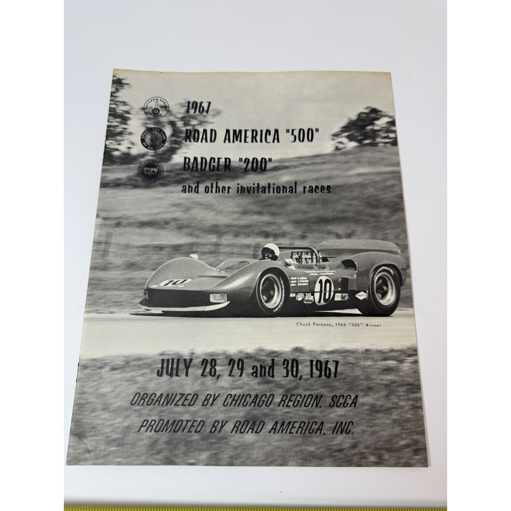 1967 Road America 500 Badger 200 July 28-30 Race Program And Entry Form
